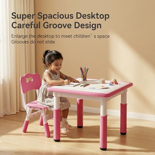 Image of a baby cherry Height Adjustable Graffiti Kids Study Table and Chair Set | Study Table for Kids | Table Chair Set for 3-6 Years | Adjustable Height with Safety Design for Activity Use