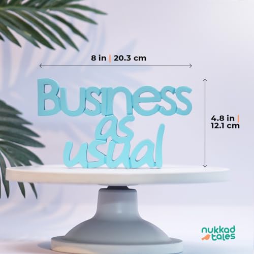 Image of Nukkad Tales Business as Usual Blue Office Decor Showpiece Office Decoration Items for Office Table Corporate Gifts for Employees (8 X 4.75 inch)