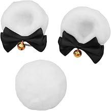 3PCS Panda Bear Costume Set Furry Pom Ball Headband Fluffy Panda Ears Hairhoop Puff Pom Tail Animal Costumes Accessories Set