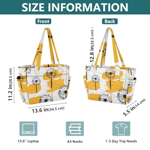 Bolso tote para mujer, amarillo, acolchado, con cremallera, tipo bandolera pequeña, ideal para trabajo, viaje y universidad miniatura 6