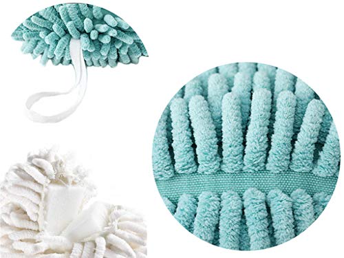 Yaocoral 2 Pack Chenille Hand Towels,Bathroom Hand Towels With Hanging Loop,Super Absorbent Hanging Kitchen Hand Towels,Quick Dry Microfiber Hand Towels Hand Bath Towel(Grey+Blue) #TOP4