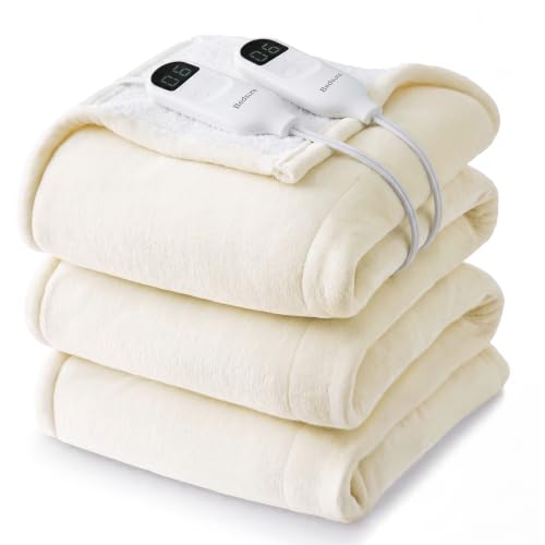 Image of Bedsure Heated Blanket King Size, Dual Control Electric Blanket, Ivory