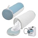 MIRAVOSA Bolsa para Lavar Zapatillas en Lavadora con Funda Protectora · Cremallera Oculta, Interior de Chenilla y Compartimento para Cordones · Protege Tus Zapatos y tu Lavadora (Blanco)