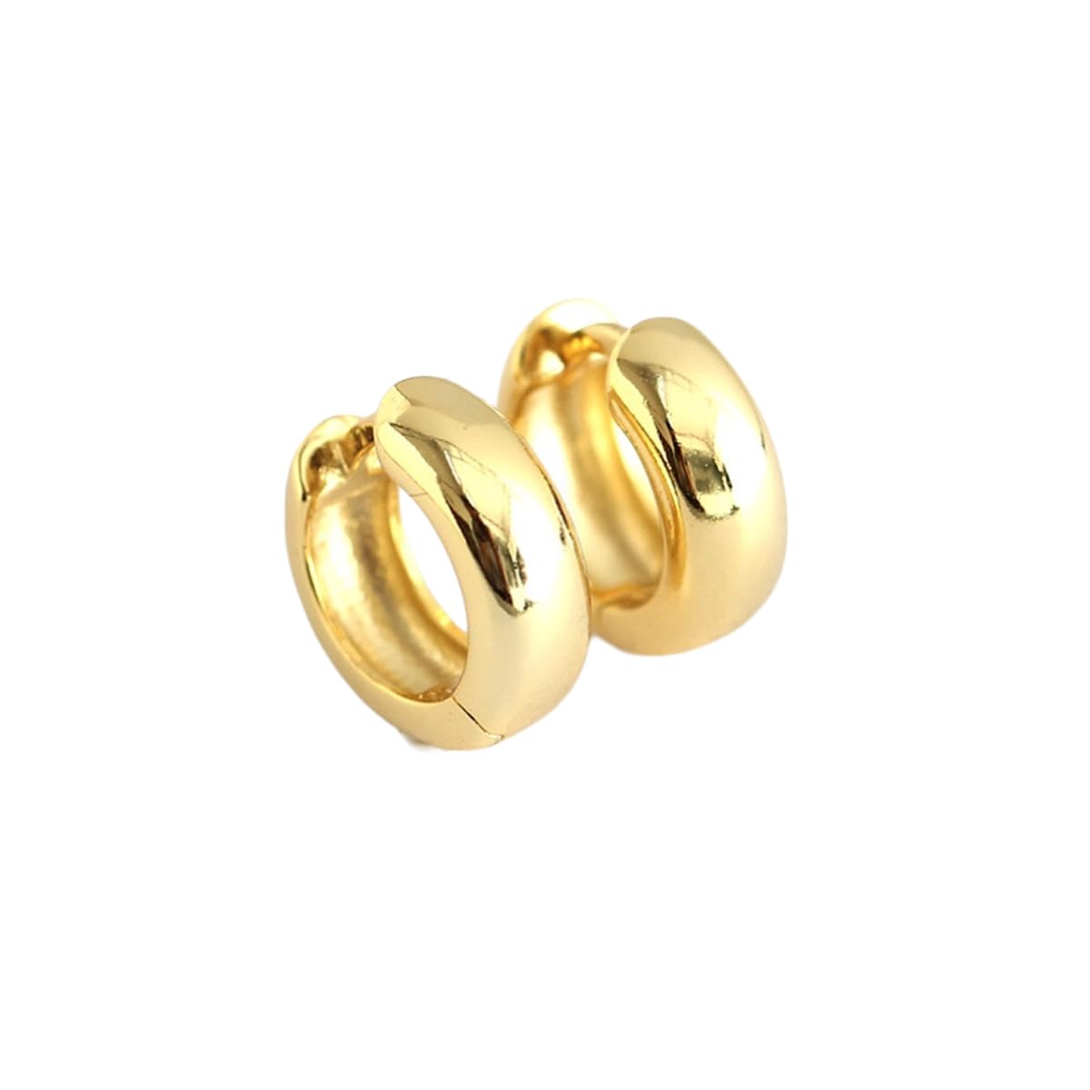 Gold Plated Sterling Silver | Swirl Shaped Gold Tone Stud Earrings | Thick Lightweight Gold Huggies Earrings, Medium, Sterling Silver, No Gemstone
