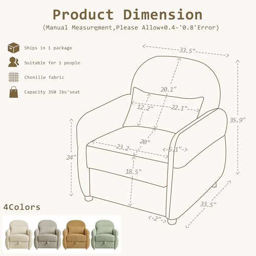 Sillón Plegable Chenille Beige miniatura 2