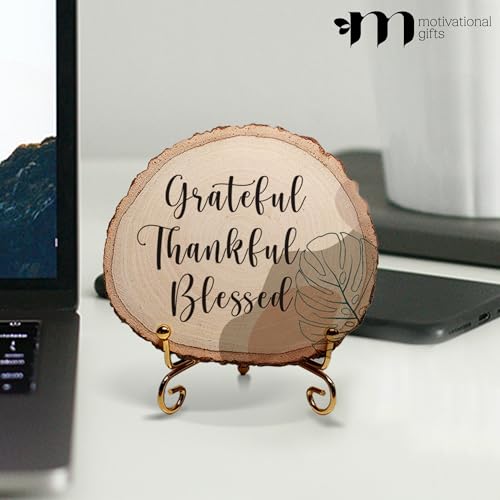 Image of MOTIVATIONAL GIFTS Thankful Wooden Motivational Quotes Table Decorative Gifts Wood Showpiece For Office Table Living Room, 8.89 Centimeters, 1.27 CM