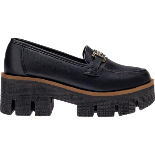 Mocassim Feminino Oxford Solado Tratorada Confortavel Chunky Grunge Moda Blogueira Lóris Shoes 470 (