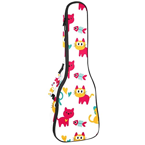 Sac à dos pour ukulélé de concert rembourré 10mm à motif chat