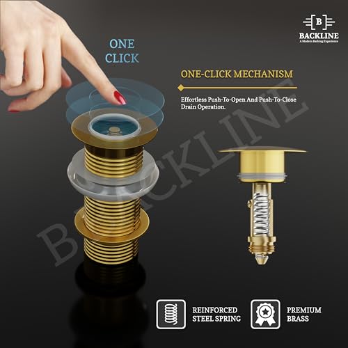 Image of B Backline Brass 5-Inch Pop up Waste Coupling for Wash Basin | 32 MM Full Thread Waste Coupling For Basin (Gold Glossy, 5-INCH)