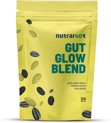 Nutraroot Gut Glow Seed Mix | Pumpkin, Chia & Sunflower Seeds | Vegan, Gluten-Free | High Fibre Snack | 300g Resealable Pack