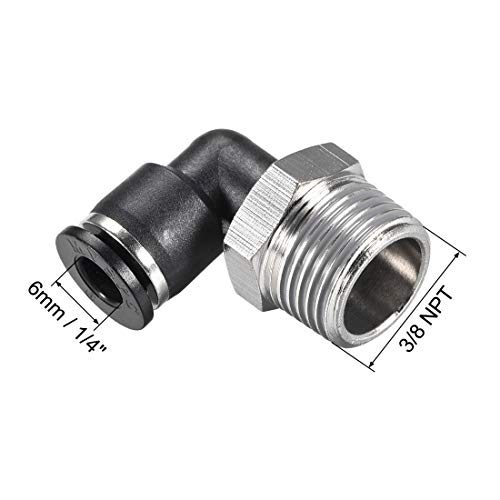 Codo neumático de 6mm rosca NPT 3/8 con conector rápido de unión rápida a presión 3