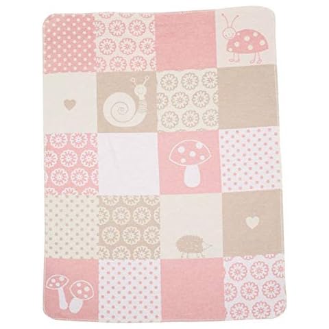 David Fussenegger Babydecke rosa mit Patch Motiv aus Baumwolle 70x90 cm flauschig weich Cover