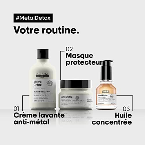 LOréal Professionnel Ultimate Routine for Damaged Hair, Serie Expert Metal Detox Shampoo, Mask with Concentrated Oil, 300 ml, 250 ml and 50 ml, Bundle Set