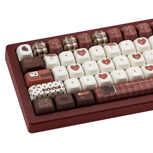 Image of Cute Keycaps Velvet Chocolate Red White PBT MX Switch Key Cap