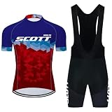 Moxilyn Abbigliamento Ciclismo Set Manica Corta Tuta Ciclismo Uomo Completo Ciclismo Estivo per Bici da MTB con Pantaloncini Imbottiti in Gel Traspirante