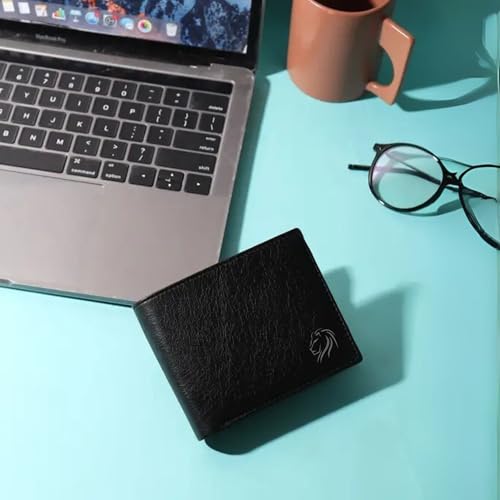 Image of VEMILIO Vegan Leather Wallet for Men with ID Window, Coin Pocket, Zipper Pocket & Multiple Card Slots | Bi-Fold Gents Purse with Currency Compartments | Slim Stylish Men's Wallet (Black)