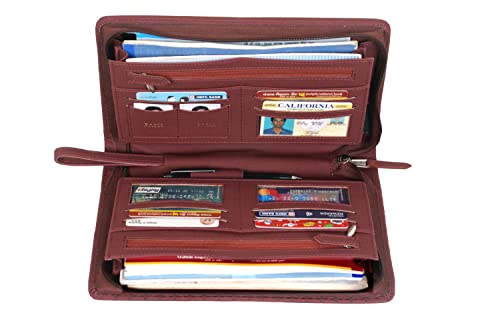 Image of Sukeshcraft Multiple Cheque Book Holder | Original PU Holds Upto 8 Cheque Books, Redwine