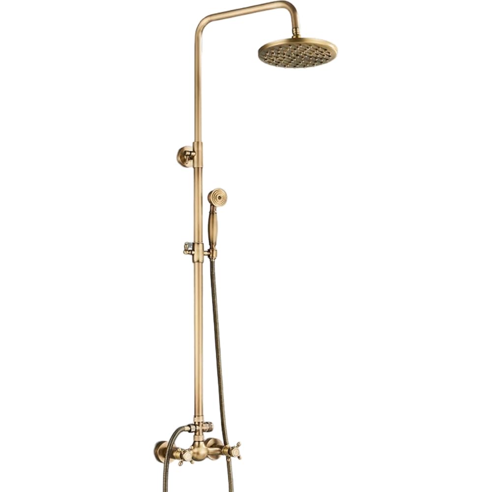 Robinets de douche ensemble complet avec bouchette eau froide et pommeau or - 3