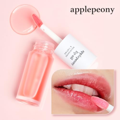 image for NOONI Korean Vegan Appleseed Lip Oil - Applepeony | Long-Lasting, Mois