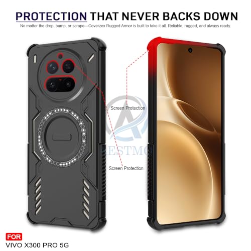 Image of AESTMO Back Case Cover for Vivo X300 Pro 5G | Magnetic Case with Built-in Metal Ring | Compatible with MagSafe Accessories | Shockproof Hybrid (PC + TPU, Black)