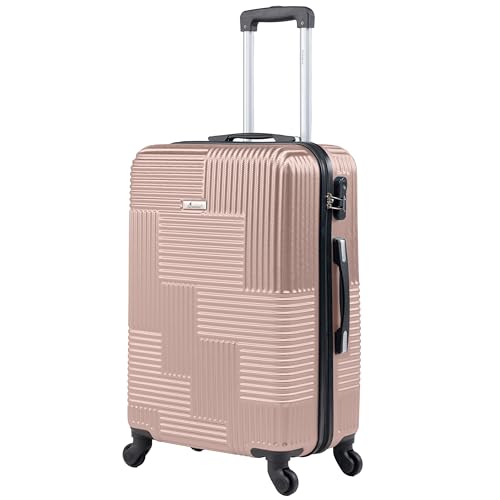 Senator Hard Case Checked Bag 28 Inches Large Suitcase with Wheels for Unisex – KH110 | ABS Lightweight Hard Shell Luggage with Spinner Wheels 4 (Checked Luggage 28-Inch, Rose Gold)
