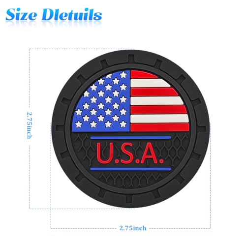 Set de 2 posavasos para copa de carro con bandera americana miniatura 2
