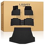 LASFIT Floor Mats&Trunk Mat for Toyota BZ4X 2023-2025/ BZ 2026 /for Subaru Solterra 2023-2026, All Weather TPE Custom Fit Floor Liners for Toyota Accessories 2 Rows Car Mats and Cargo Liner, Black