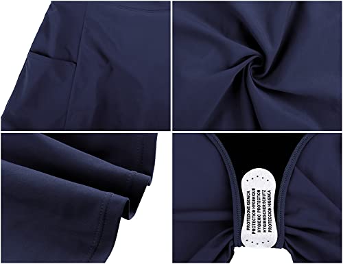 Hilor Women's Swim Skirts With Panty Navy Blue Retro Skirted Bikini Swimwear Bottoms High Waisted Swimsuit Bottom 12 #TOP6