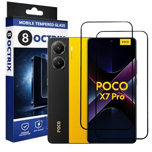 Image of Military-Grade Tempered Glass Screen Protector Compatible for Poco X7 Pro with Edge to Edge Coverage - Case Friendly, Anti-Scratch & Bubble-Free Installation Kit (Pack Of 2)
