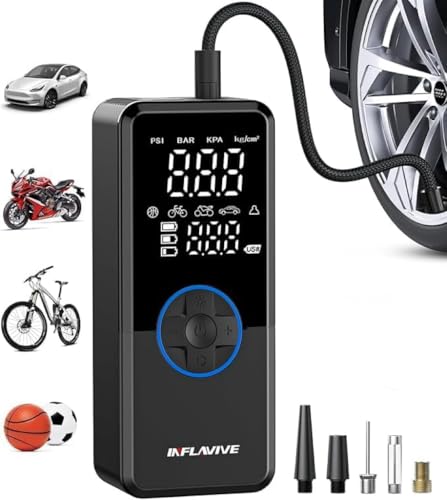 Tire Inflator Portable Air Compressor,150PSI Faster Inflation Cordless Tire Air Pump with Digital Gauge,Auto Shut-Off,LED Light,Electric Air Pump for Car Tires,SUV, Motorcycle, Bike, Balls（Blue)