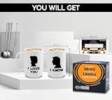 Couple Mug 15 oz I Love You I Know Mugs 2 Pack Mrs and Mr Cup Set, Gift Idea for Couples Wedding Engagement Husband Wife Valentines Day Presents, White