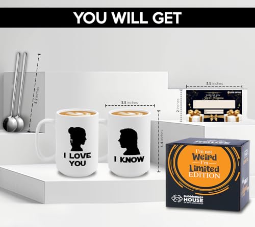 Couple Mug 15 oz I Love You I Know Mugs 2 Pack Mrs and Mr Cup Set, Gift Idea for Couples Wedding Engagement Husband Wife Valentines Day Presents, White