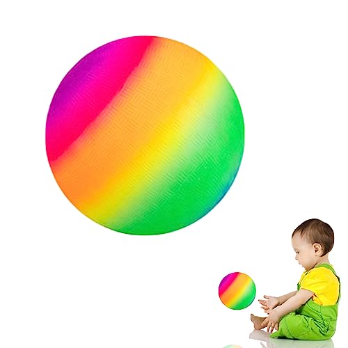 Bouncy Kickball, Ball für PVC Ball Kinder, Ball Kinder Draußen, Kinderball, Mehrfarbig Regenbogen Ball Kinder, Bälle für Kinder, Spielball Kinder, Kinder Ball für Indoor Outdoor 9-Zoll - Regenbogen