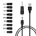 LANMU USB to DC Power Cable,8 in 1 Universal USB to DC Jack Charging Cable Power Cord with 8 Interchangeable Plugs Connectors Adapter for Router,Mini Fan,Speaker and More Electronics Devices,Black