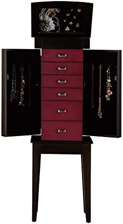 6 Drawers Jewelry Armoire, Black and Purple