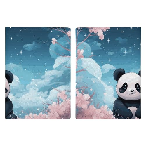 Portefeuille de voyage en cuir rose avec motif panda 20x13 cm
