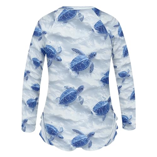 Turtle in Snow Girls Long Sleeve Swimsuits One Piece Zipper Bathing Suit UPF 50+ Rashguard Swimwear3