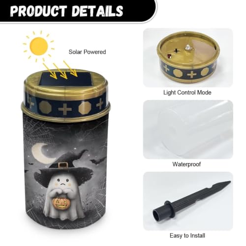 Image of Cemetery Solar Lights Flameless Candle | Waterproof Grave Lights Cemetery Decor, Cute Ghost Solar Powered Landscape Lights for Grave Memorial Gift, Outdoor Use