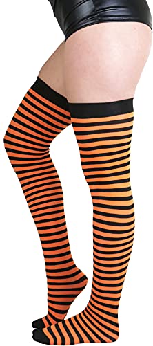Image of ToBeInStyle Women's Opaque Hosiery Thin Striped Thigh High Long Stocking