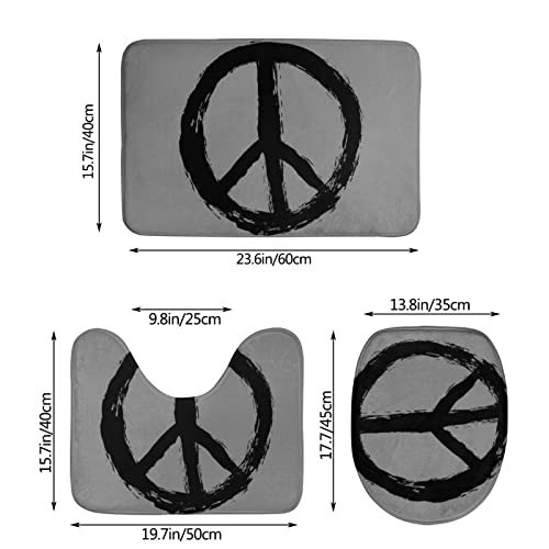 DIRYKILP Badematte + Konturmatte + Toilettendeckelbezug, Friedenszeichen 3 Stück Badematte Set, mit rutschfester Klebeunterseite – Bild 4