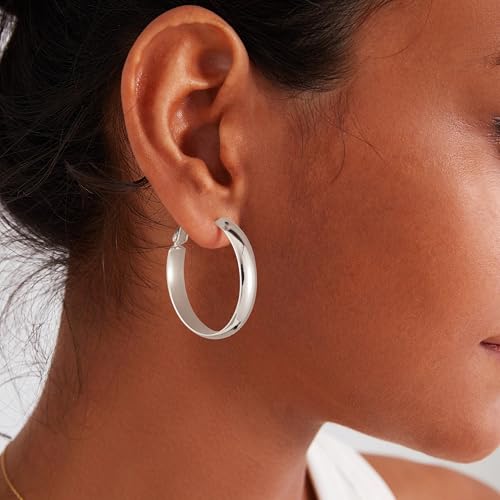 Image of Gacimy Gold Hoop Earrings for Women with 925 Sterling Silver Post | Hypoallergenic Lightweight Thick Hoops Earrings for Women Trendy Jewelry Gift