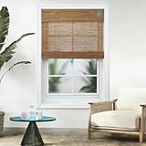 Blindify Motorized Bamboo Roman Shades, Motorized Blinds with Remote Compatible with Homekit, Alexa GoogleHome, Smart Wood Woven Shades for Indoor Windows, Customize, Rustwood