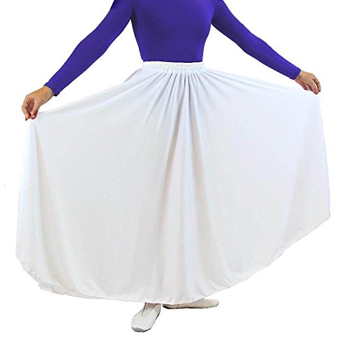 Danzcue Womens Long Full Circle Dance Skirt, White, S-M #TOP1
