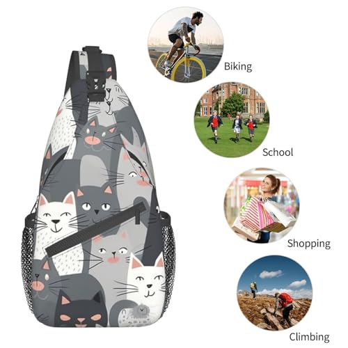 Bolso cruzado para hombro con diseño de gatos grises miniatura 6