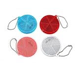 4Pcs Super Bright Safety Reflector - Round Shapes - Stylish Reflective Gear for Jackets, Bags, Purses, Backpacks, Strollers and Wheelchairs, Christmas Halloween Party Hanging Decoration (Round)