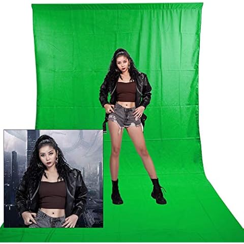 1.8 x 2.7m Green Background Screen 100% Cotton Muslin Backdrop for Photography, Green Backdrop Greenscreen Chromakey Collapsible for Photo Video Studio Film Television Cover