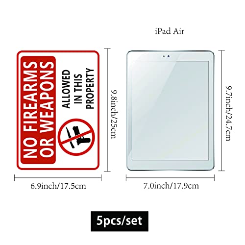 CRASPIRE 5-Pack No Firearms Or Weapons Sticker 7\"X10\" No Firearms Or Weapons Allowed On This Property Signs Self Adhesive Vinyl Sticker Security Notice Sign for Yard Home Business Indoor Outdoor - Thumbnail 2