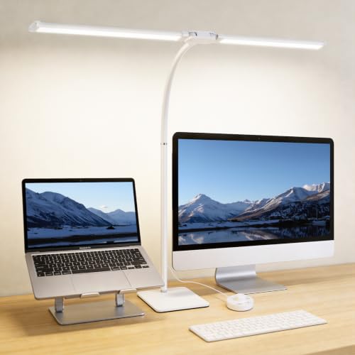 Adjustable White Dual-Head Desk Lamp