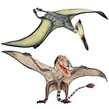Gemini&Genius Pterosau Dinosaur Toys for Kids, Pterosaur Toy Figure, Flying Dinosaur Toys, Pterodactyl Toys, Pteranodon Figure Toys, Gifts or Cake Toppers for Kids（2Pcs）
