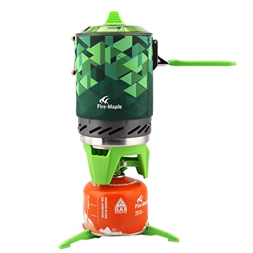 Fire Maple FMS-X2 X3 compact One-Piece Camping Stove Heat Exchanger Pot camping equipment set Flash Personal Cooking System (Star-2ï¼ŒGreen)